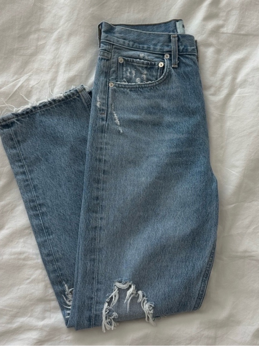 Agolde Light Blue Distressed High-Rise Jeans